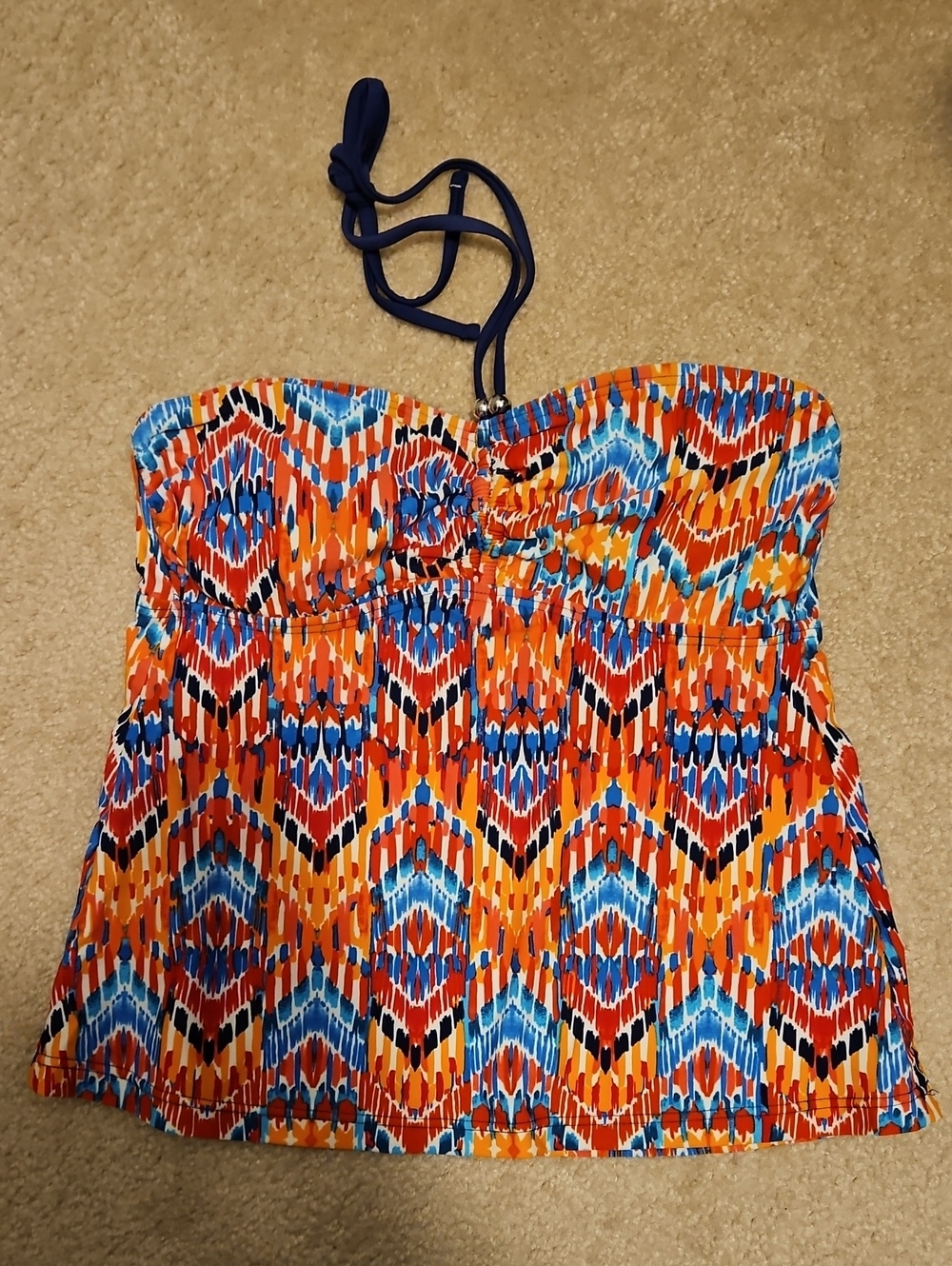 Mossimo Supply Co. Strapless Smocked Camisole - Orange Blue Multi